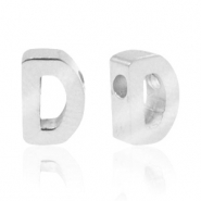 Kralen van Stainless steel Roestvrij staal (RVS) kralen letter D Zilver