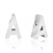 Kralen van Stainless steel Roestvrij staal (RVS) kralen letter A Zilver