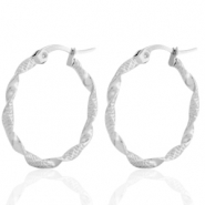 Oorbellen van Stainless steel Roestvrij staal (RVS) creolen Zilver