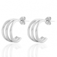 Oorbellen van Stainless steel Roestvrij staal (RVS) oorstekers creolen Zilver