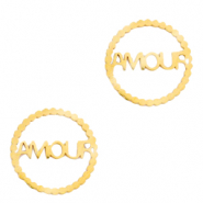 Bedels van Stainless steel Roestvrij staal (RVS) tussenstuk "AMOUR" Goud