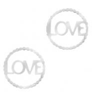 Bedels van Stainless steel Roestvrij staal (RVS) tussenstuk "LOVE" Zilver