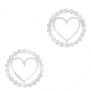 Bedels van Stainless steel Roestvrij staal (RVS) tussenstuk heart Zilver