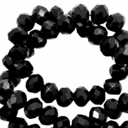 Facet kralen top quality disc 6x4 mm Jet black-pearl shine coating