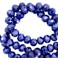 Facet kralen top quality disc 6x4 mm Egyptian blue-pearl shine coating