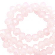 Facet kralen top quality disc 4x3mm Soft pink opal-pearl shine coating