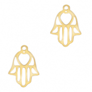 Bedels van Stainless steel Roestvrij staal (RVS) Hamsa hand Goud