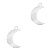 Bedels van Stainless steel Roestvrij staal (RVS) maan Zilver