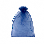 Organza sieradenzakje 9x12cm Navy blue