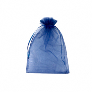 Organza sieradenzakje 7x9cm Navy blue