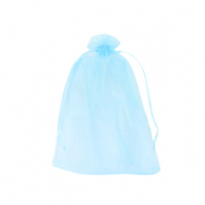 Organza sieradenzakje 9x12cm Light turquoise blue