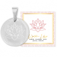 Mix & Match bedels van Stainless steel Roestvrij staal (RVS) 15mm Birth flower July-Water lily Zilver
