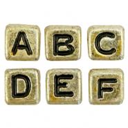 Acryl letterkralen mix Gold-black