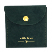 Sieradenzakje "with love" Dark green-gold