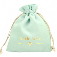 Sieradenzakje "with love" Mint green-gold