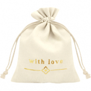 Sieradenzakje "with love" Off white-gold