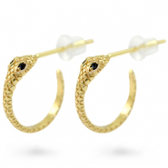 Zirkonia oorstekers snake Gold-black
