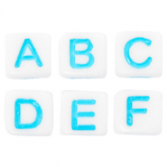 Acryl letterkralen mix White-blue