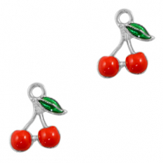 Basic quality metaal bedel cherries Zilver-rood