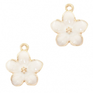 Basic quality metaal bedel flower Goud-wit