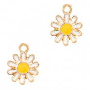 Basic quality metaal bedel flower Goud-wit