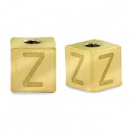 Kralen van Stainless steel Roestvrij staal (RVS) letter Z Goud