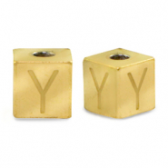Kralen van Stainless steel Roestvrij staal (RVS) letter Y Goud