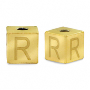 Kralen van stainless steel Roestvrij staal (RVS) letter R Goud
