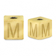 Kralen van stainless steel Roestvrij staal (RVS) letter M Goud