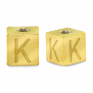 Kralen van stainless steel Roestvrij staal (RVS) letter K Goud