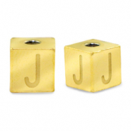 Kralen van stainless steel Roestvrij staal (RVS) letter J Goud