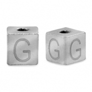 Kralen van stainless steel Roestvrij staal (RVS) letter G Zilver