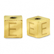 Kralen van stainless steel Roestvrij staal (RVS) letter E Goud