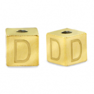 Kralen van stainless steel Roestvrij staal (RVS) letter D Goud