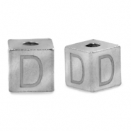 Kralen van stainless steel Roestvrij staal (RVS) letter D Zilver