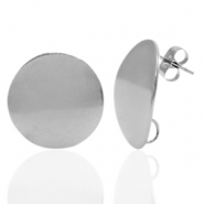 Oorbellen van Stainless steel Roestvrij staal (RVS) oorsteker 20mm met oogje Zilver