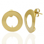 Oorbellen van Stainless steel Roestvrij staal (RVS) oorsteker 18mm met oogje Goud