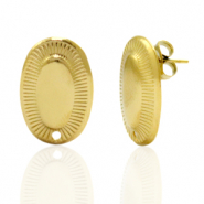 Oorbellen van Stainless steel Roestvrij staal (RVS) oorsteker oval met oogje Goud