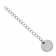 Benodigdheden van Stainless steel Roestvrij staal (RVS) verlengketting coin 12mm Zilver