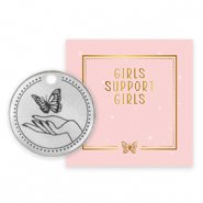 Girls Support Girls metaal bedels DQ Antiek zilver (nikkelvrij) 50% donatie aan Free a Girl