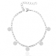 Enkelbandjes van Stainless steel Roestvrij staal (RVS) schakel coins Zilver