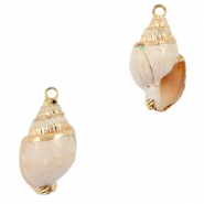 Schelp hanger special Wulk Off white-gold