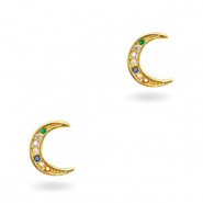 Brass elements Zirkonia rainbow maan Gold