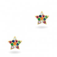 Brass elements Zirkonia rainbow sterretje Gold