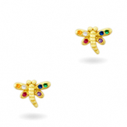 Brass elements Zirkonia rainbow libelle Gold