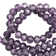 Facet kralen top quality disc 4x3 mm Amethyst purple-pearl shine coating