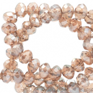 Facet kralen top quality disc 4x3 mm Champagne beige-pearl shine coating