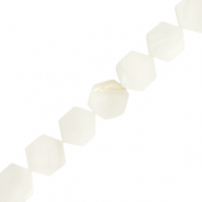 Schelp kralen hexagon White