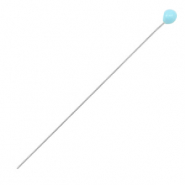 Metaal onderdelen DQ nietstift 52mm Antiek zilver-light blue (nikkelvrij)