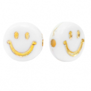 Acryl letterkralen smiley White-gold
